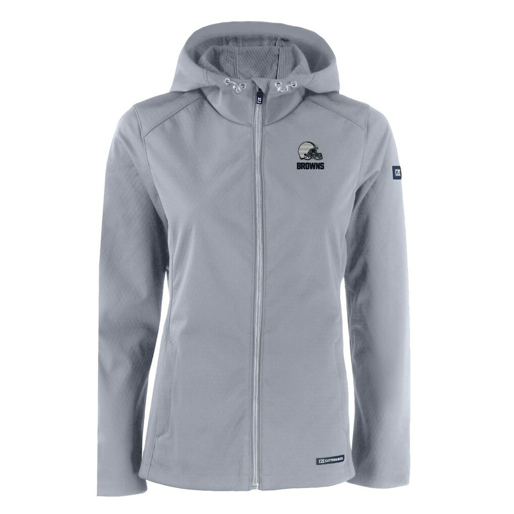Cleveland Browns Cutter & Buck Women's Evoke Eco Softshell Recycled Full-Zip Hoodie Jacket - Gray - NFL