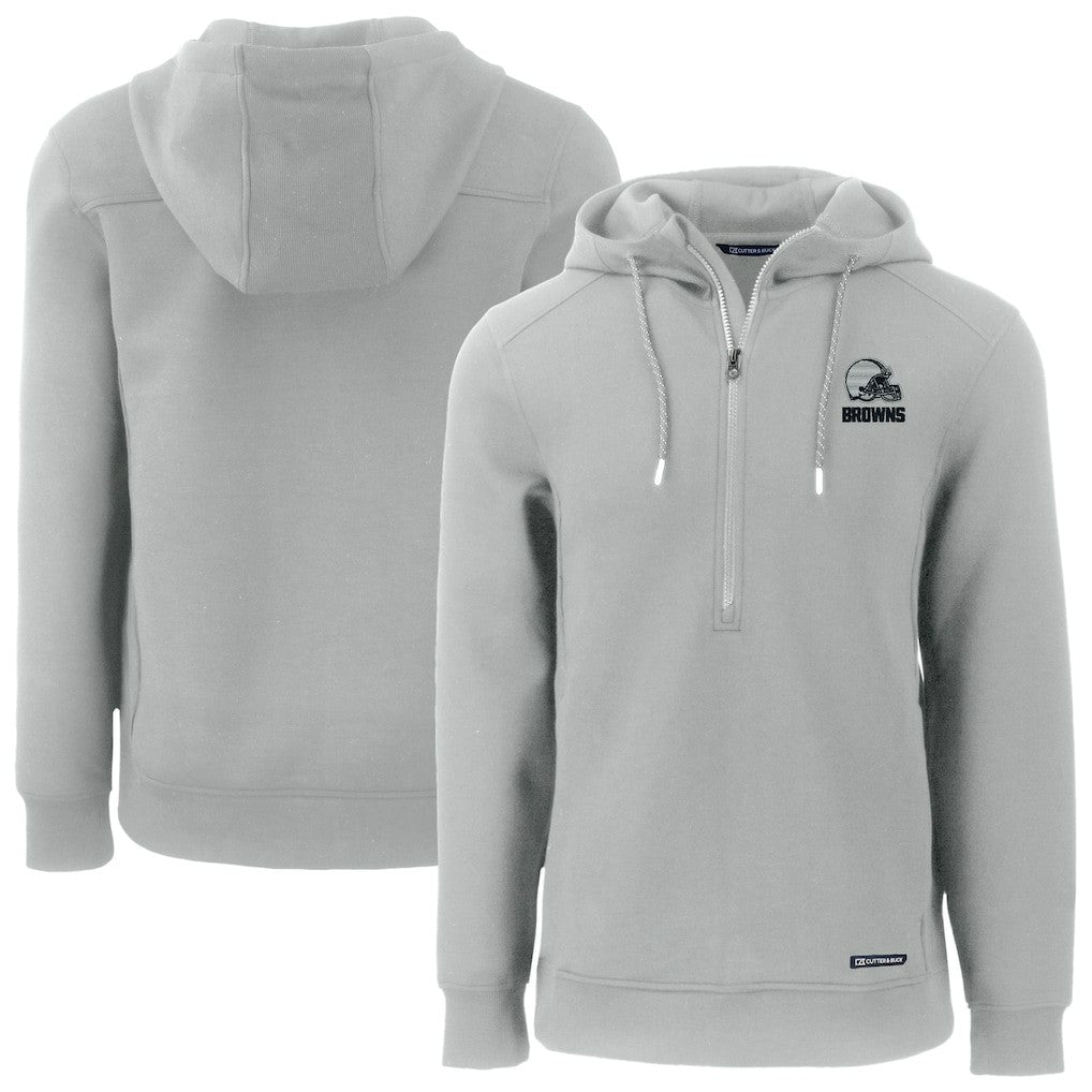 Cleveland Browns Cutter & Buck Roam Eco Recycled Half-Zip Pullover Hoodie - Gray - NFL