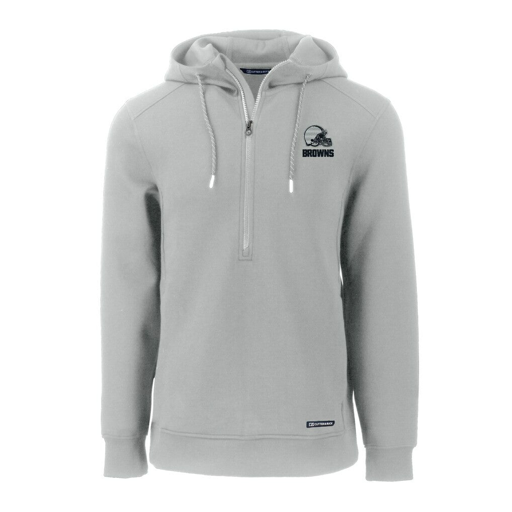 Cleveland Browns Cutter & Buck Roam Eco Recycled Half-Zip Pullover Hoodie - Gray - NFL