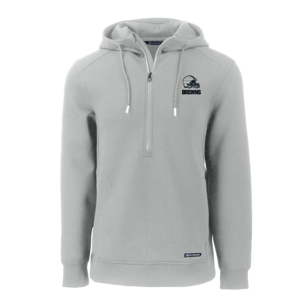 Cleveland Browns Cutter & Buck Roam Eco Recycled Half-Zip Pullover Hoodie - Gray - NFL