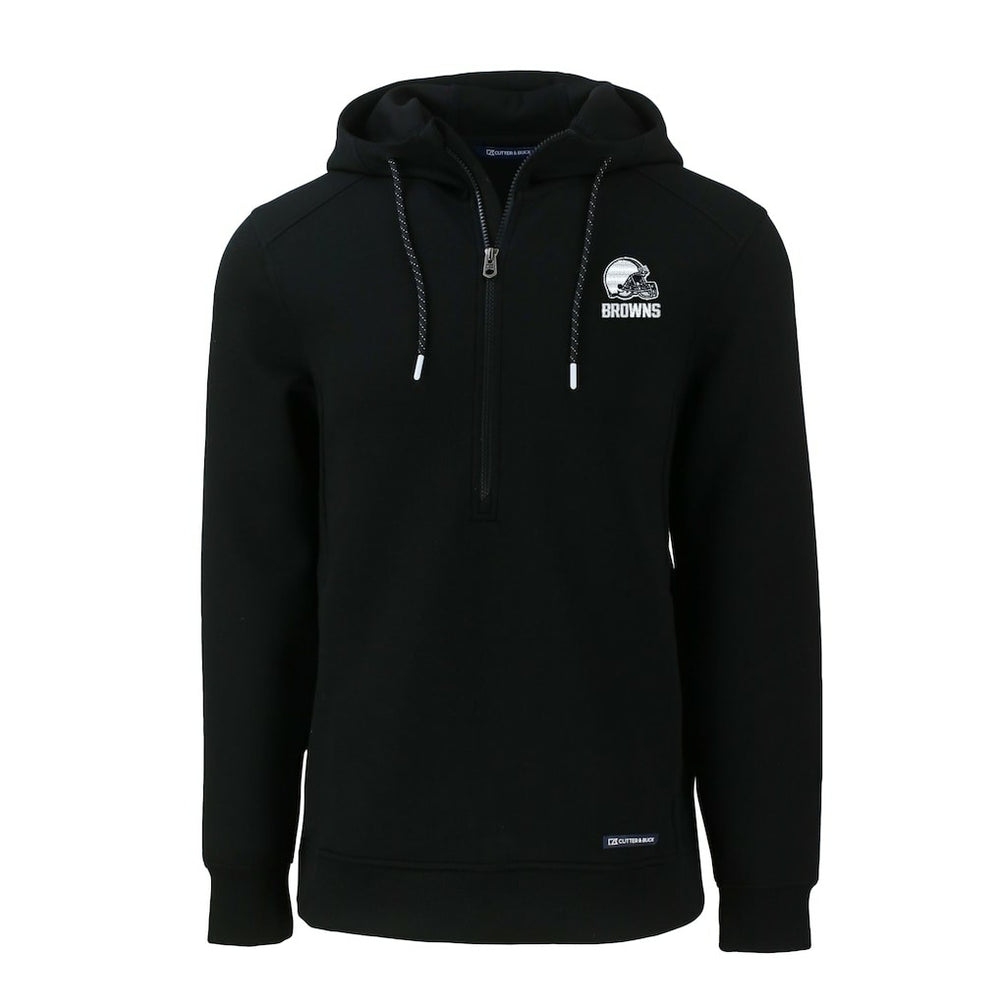 Cleveland Browns Cutter & Buck Roam Eco Recycled Half-Zip Pullover Hoodie - Black - NFL