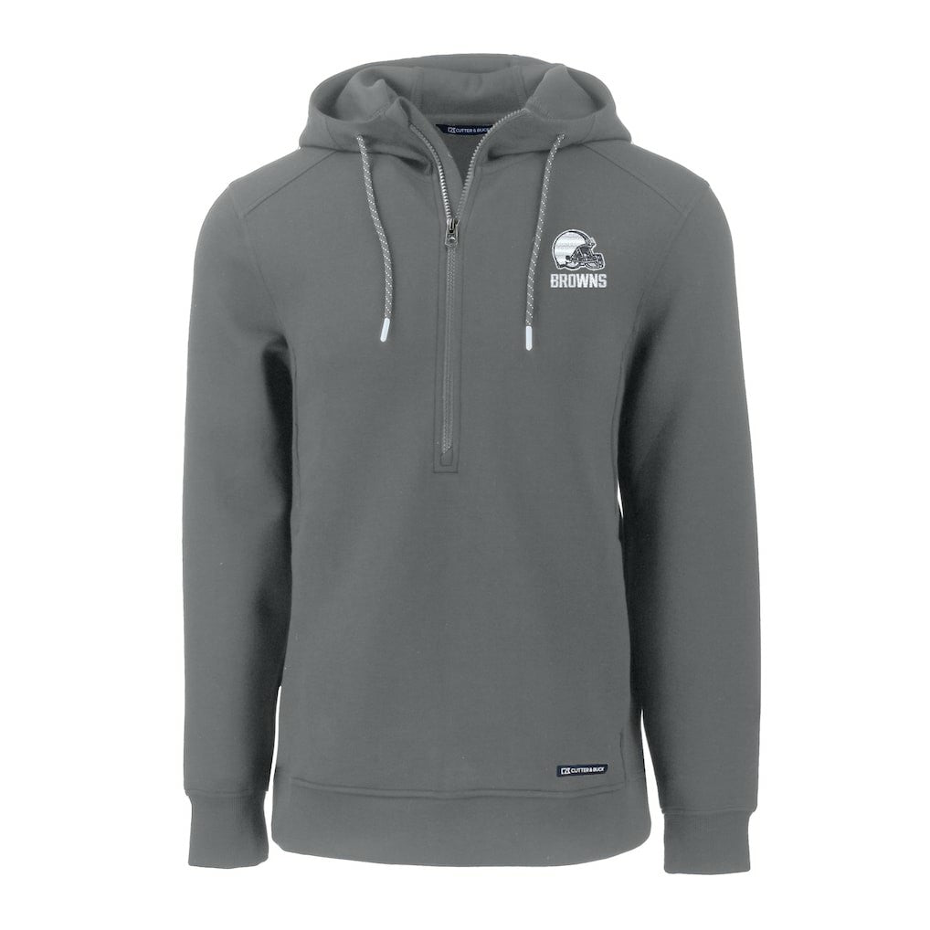 Cleveland Browns Cutter & Buck Roam Eco Recycled Half-Zip Pullover Hoodie - Gray - NFL
