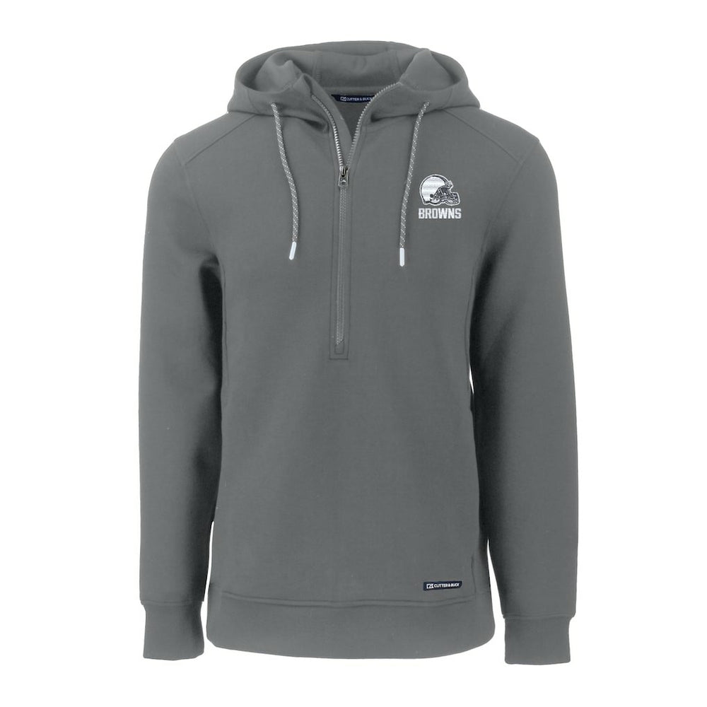 Cleveland Browns Cutter & Buck Roam Eco Recycled Half-Zip Pullover Hoodie - Gray - NFL