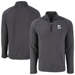 Cleveland Browns Cutter & Buck Peshastin Eco Fleece Recycled Half-Zip Pullover - Heather Black - NFL