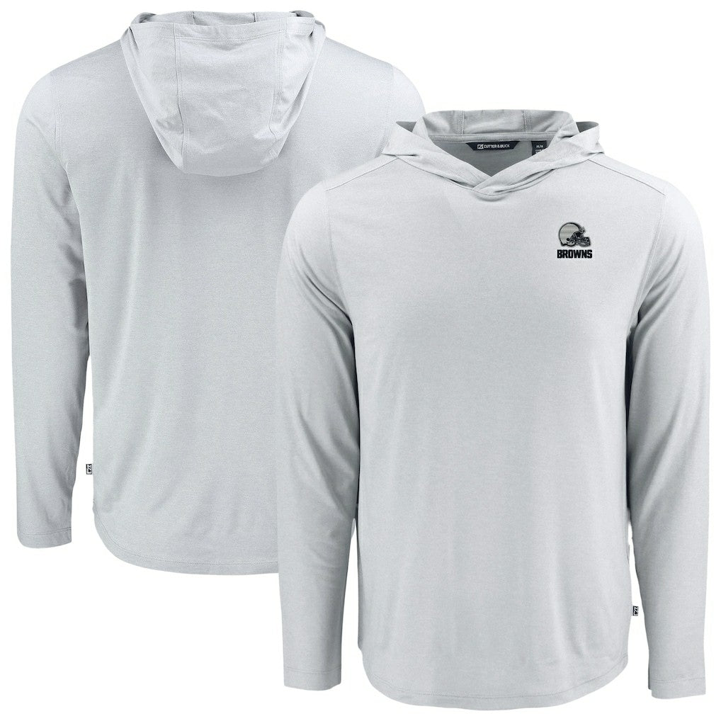 Cleveland Browns Cutter & Buck Coastline Epic Comfort Eco Recycled Long Sleeve Hooded T-Shirt - Gray - NFL