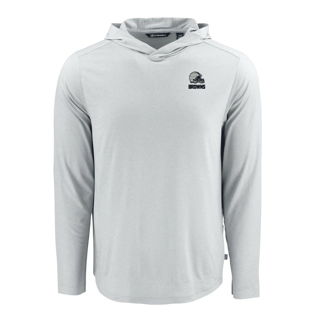 Cleveland Browns Cutter & Buck Coastline Epic Comfort Eco Recycled Long Sleeve Hooded T-Shirt - Gray - NFL