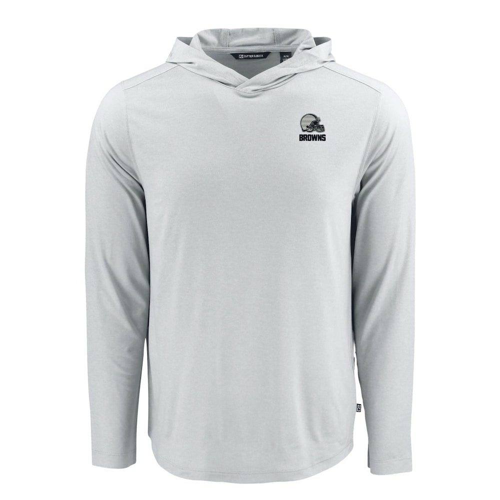 Cleveland Browns Cutter & Buck Coastline Epic Comfort Eco Recycled Long Sleeve Hooded T-Shirt - Gray - NFL