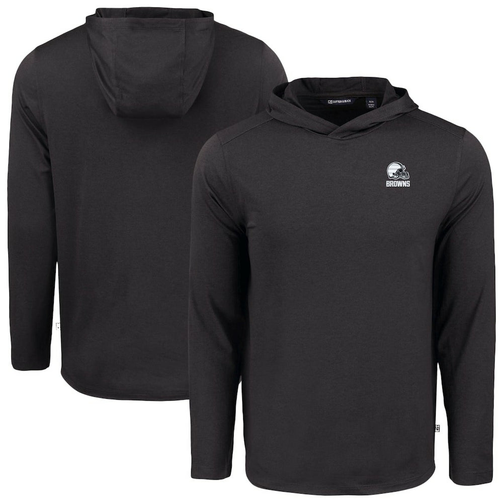 Cleveland Browns Cutter & Buck Coastline Epic Comfort Eco Recycled Long Sleeve Hooded T-Shirt - Black - NFL