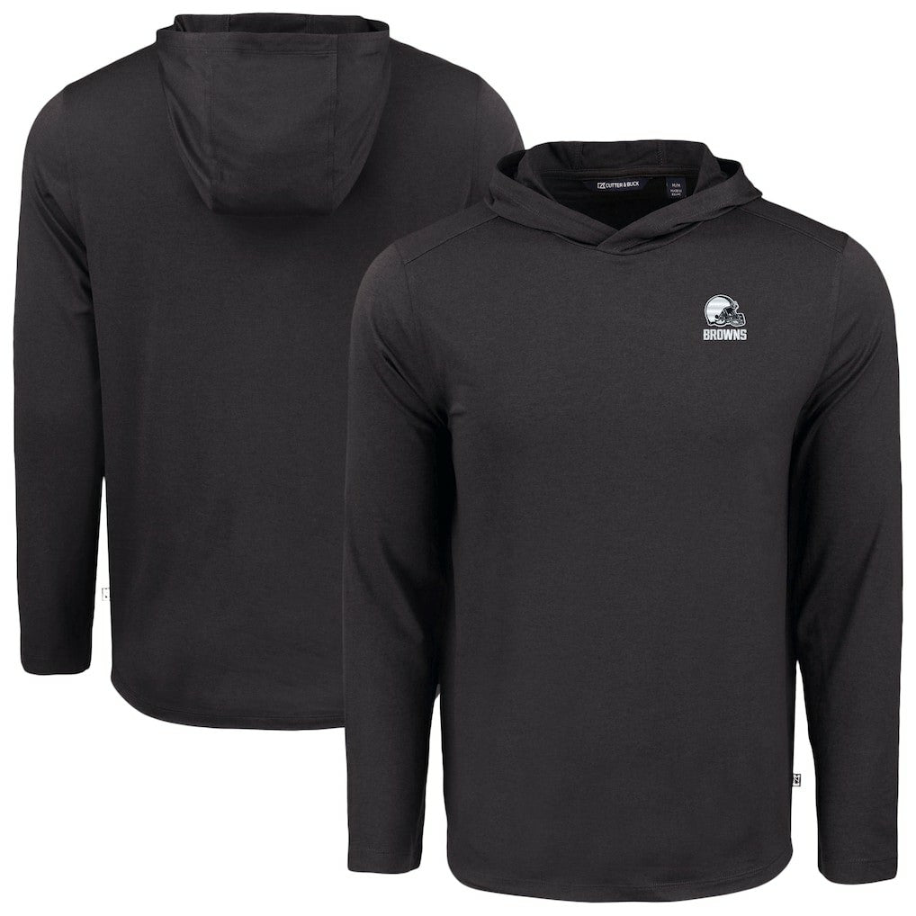 Cleveland Browns Cutter & Buck Coastline Epic Comfort Eco Recycled Long Sleeve Hooded T-Shirt - Black - NFL