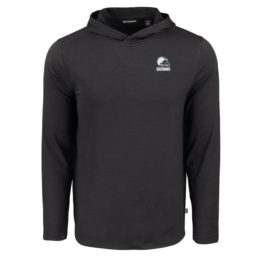 Cleveland Browns Cutter & Buck Coastline Epic Comfort Eco Recycled Long Sleeve Hooded T-Shirt - Black - NFL