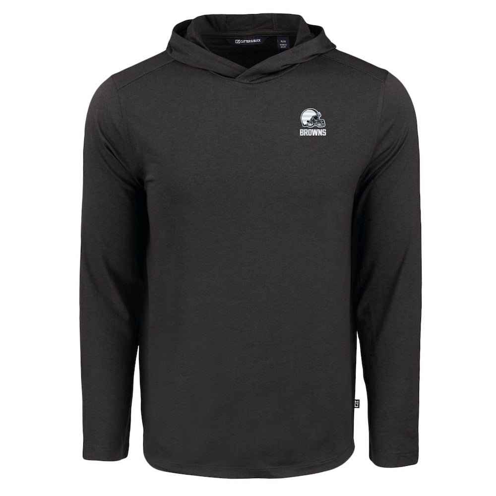 Cleveland Browns Cutter & Buck Coastline Epic Comfort Eco Recycled Long Sleeve Hooded T-Shirt - Black - NFL