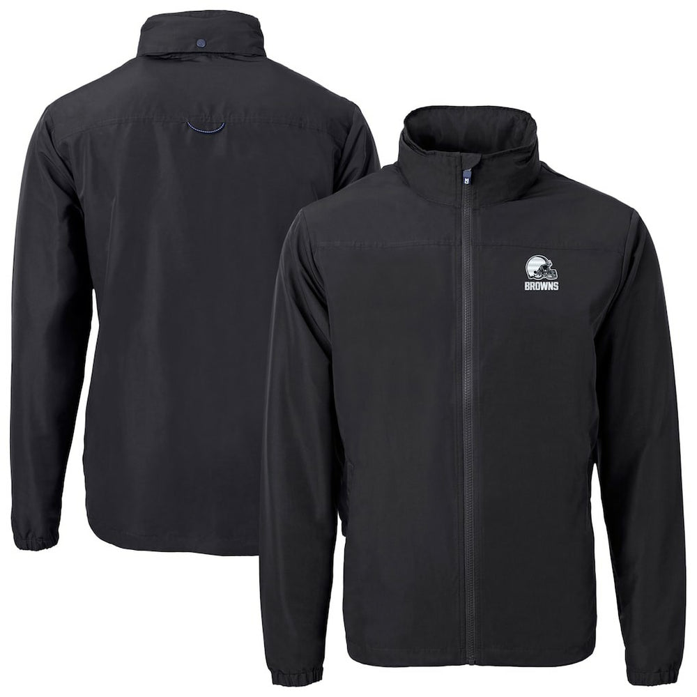 Cleveland Browns Cutter & Buck Charter Eco Recycled Full-Zip Hoodie Jacket - Black - NFL