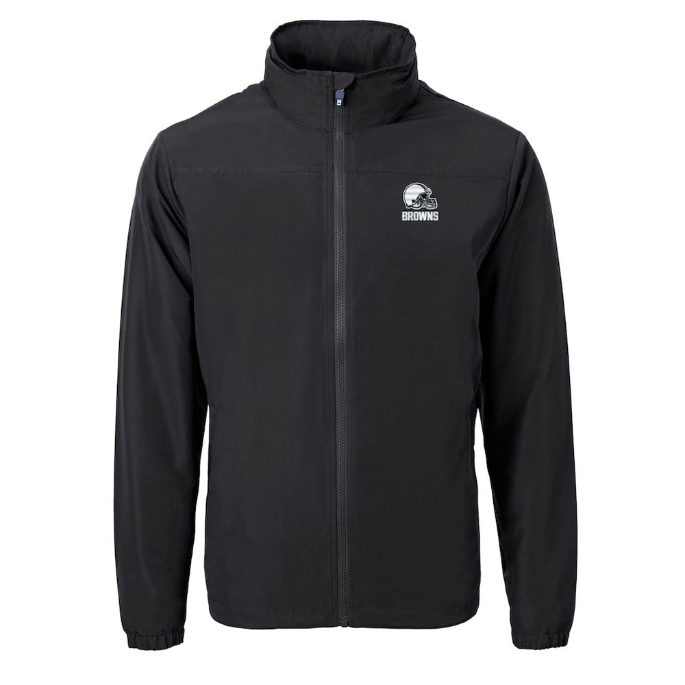 Cleveland Browns Cutter & Buck Charter Eco Recycled Full-Zip Hoodie Jacket - Black - NFL