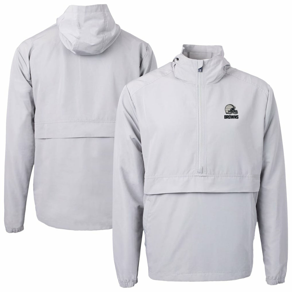 Cleveland Browns Cutter & Buck Charter Eco Recycled Anorak Half-Zip Hoodie Jacket - Gray - NFL