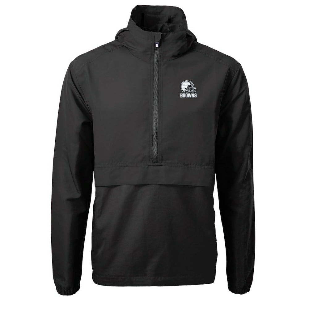 Cleveland Browns Cutter & Buck Charter Eco Recycled Anorak Half-Zip Hoodie Jacket - Black - NFL