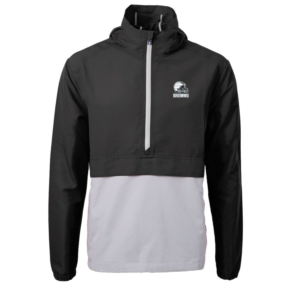 Cleveland Browns Cutter & Buck Charter Eco Recycled Anorak Half-Zip Hoodie Jacket - Black - NFL