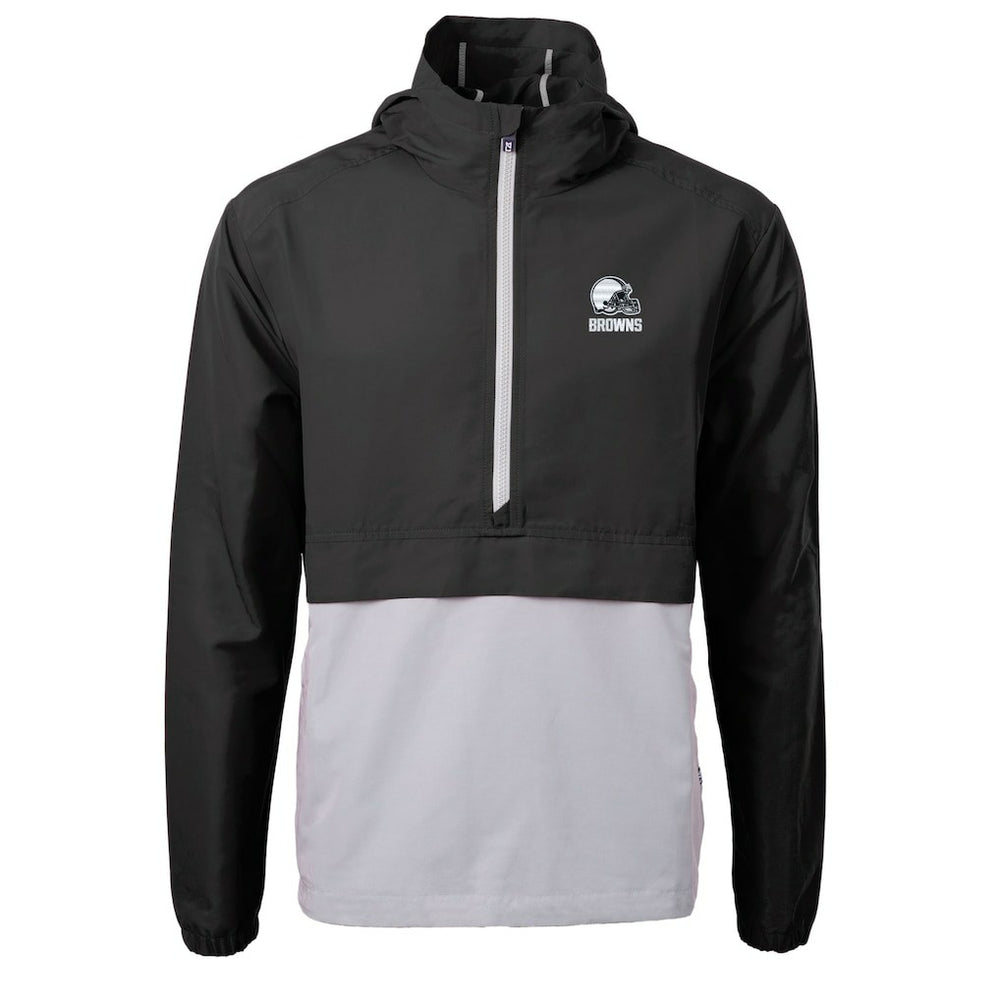Cleveland Browns Cutter & Buck Charter Eco Recycled Anorak Half-Zip Hoodie Jacket - Black - NFL