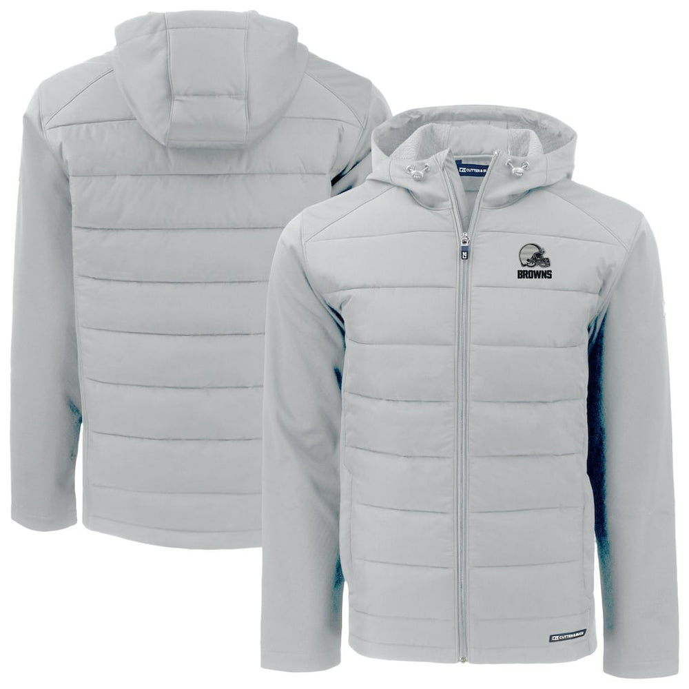 Cleveland Browns Cutter & Buck Evoke Hybrid Eco Softshell Recycled Full-Zip Hooded Jacket - Gray - NFL