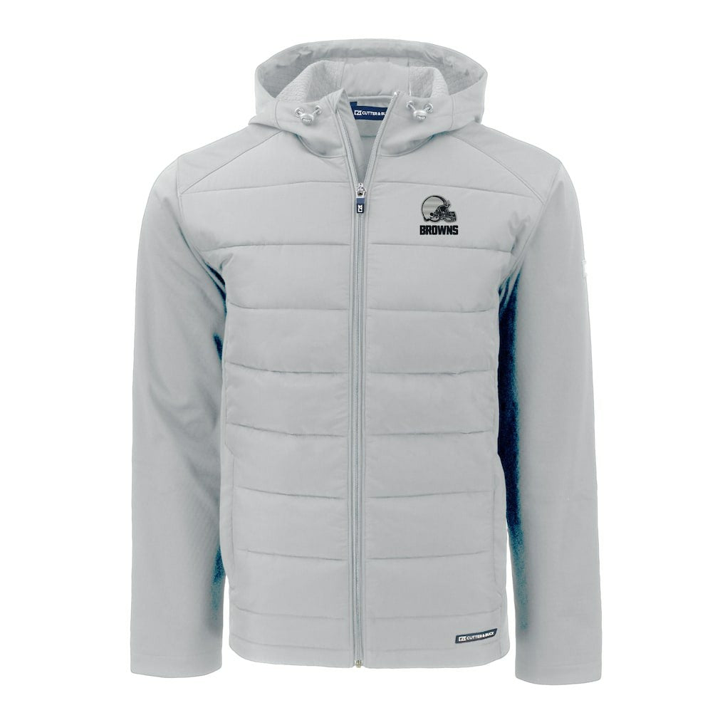 Cleveland Browns Cutter & Buck Evoke Hybrid Eco Softshell Recycled Full-Zip Hooded Jacket - Gray - NFL