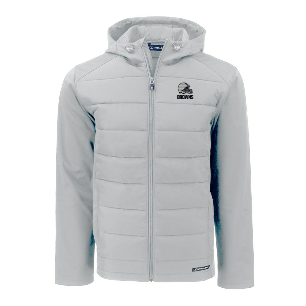 Cleveland Browns Cutter & Buck Evoke Hybrid Eco Softshell Recycled Full-Zip Hooded Jacket - Gray - NFL