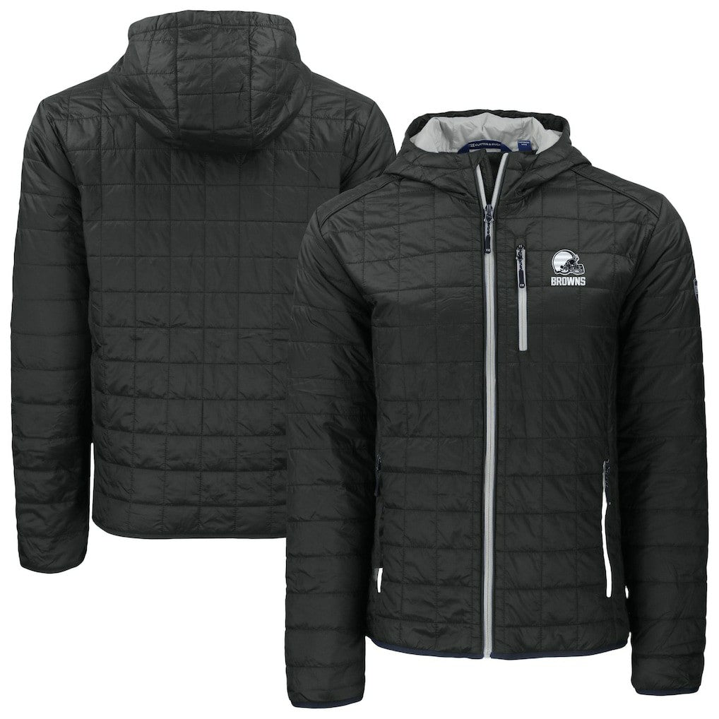 Cleveland Browns Cutter & Buck Rainier Primaloft Eco Full-Zip Hooded Jacket - Black - NFL