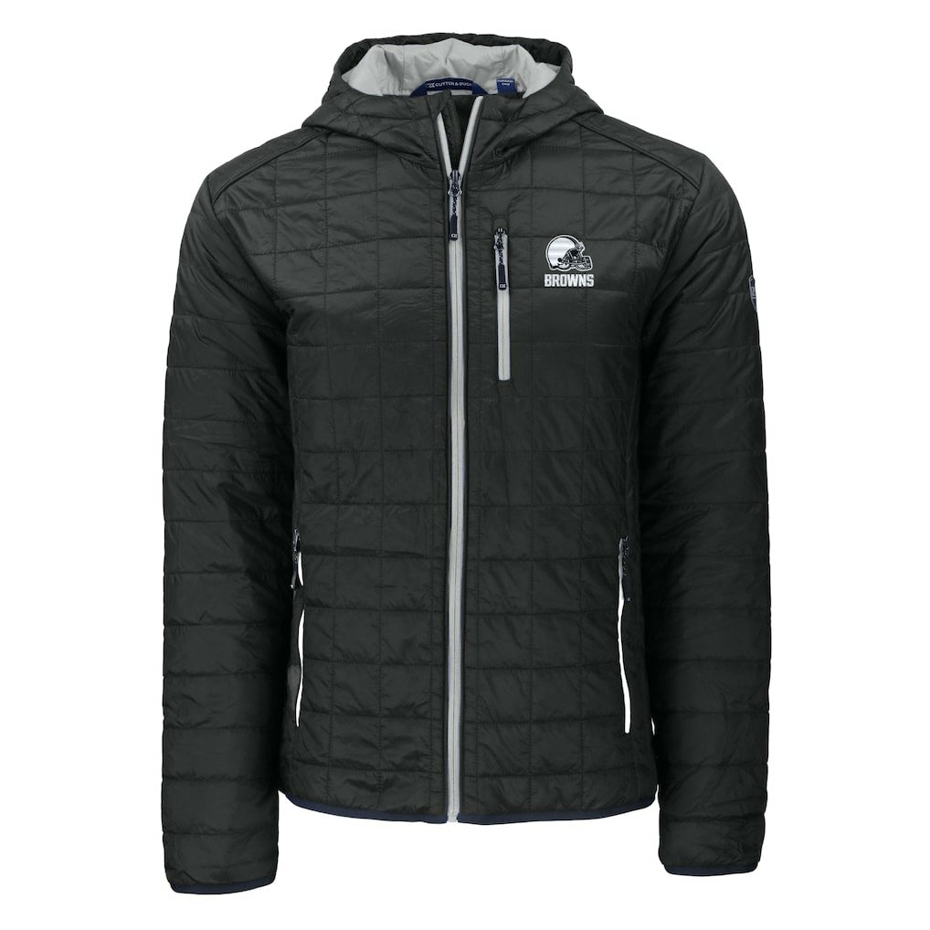 Cleveland Browns Cutter & Buck Rainier Primaloft Eco Full-Zip Hooded Jacket - Black - NFL