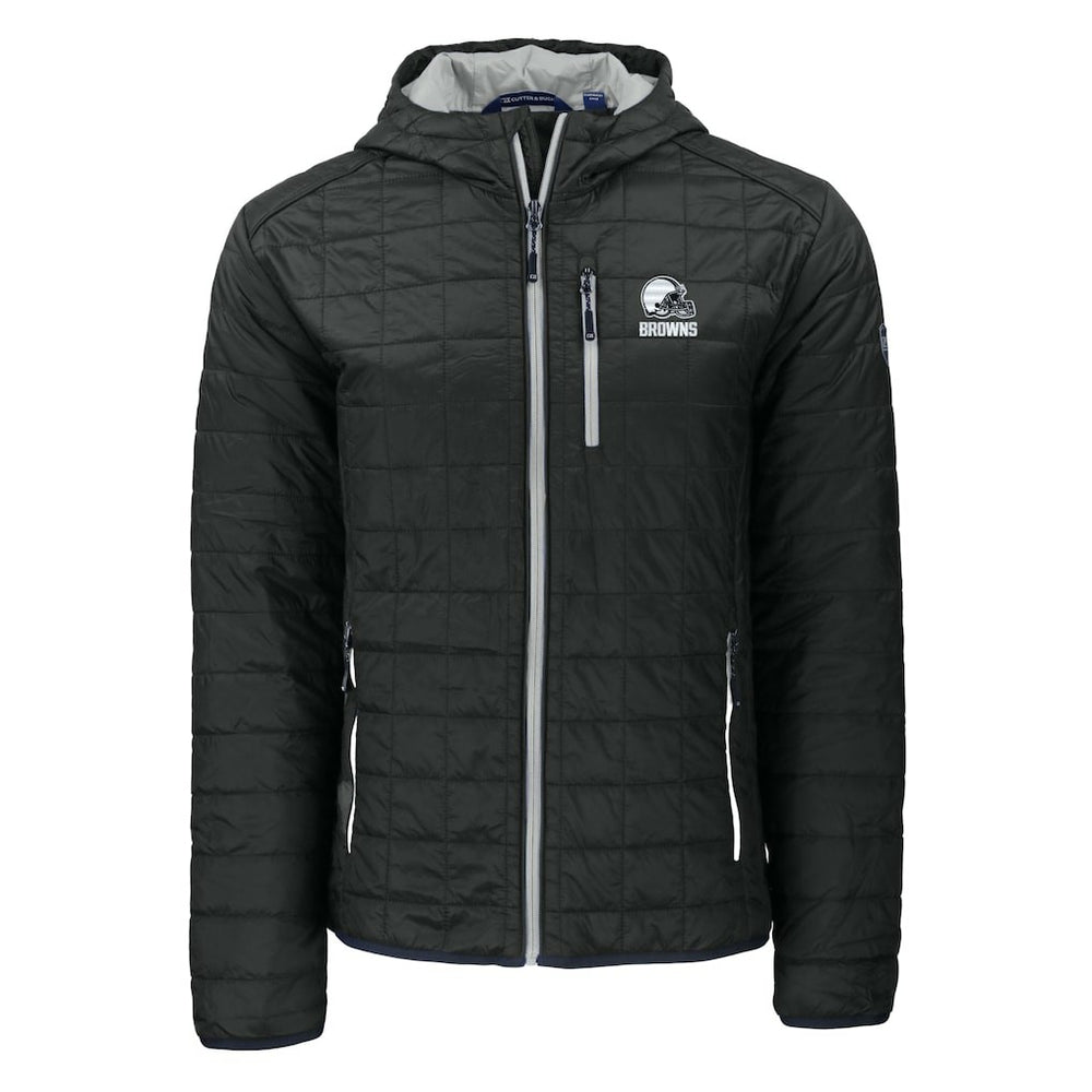 Cleveland Browns Cutter & Buck Rainier Primaloft Eco Full-Zip Hooded Jacket - Black - NFL