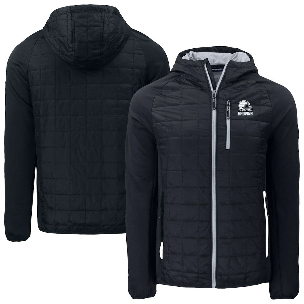 Cleveland Browns Cutter & Buck Rainier Primaloft Eco Full-Zip Hoodie Hybrid Jacket - Black - NFL