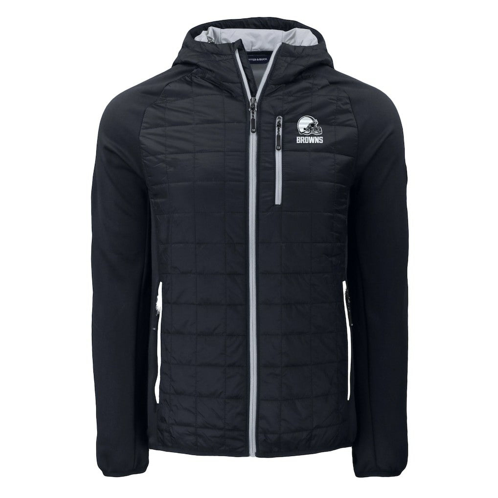 Cleveland Browns Cutter & Buck Rainier Primaloft Eco Full-Zip Hoodie Hybrid Jacket - Black - NFL
