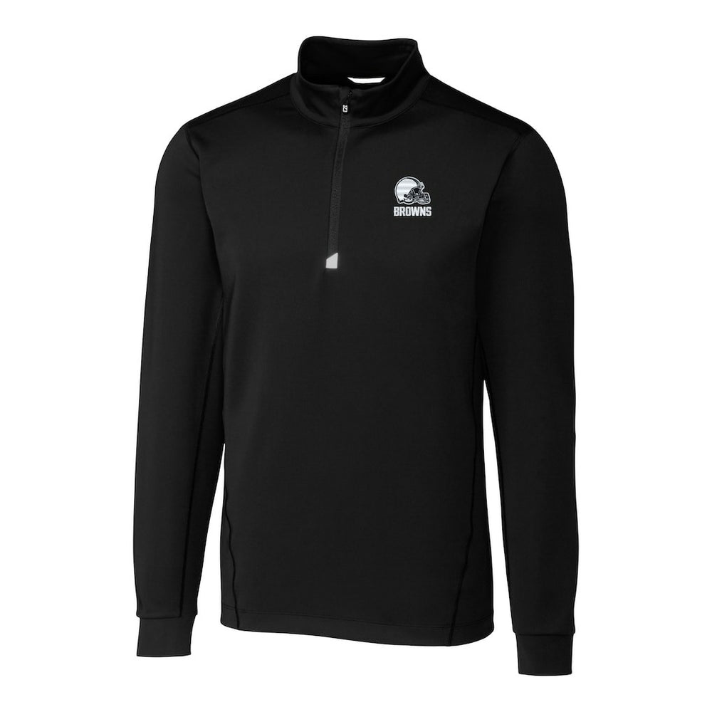 Cleveland Browns Cutter & Buck Big & Tall Traverse Stretch Eco Quarter-Zip Pullover Top - Black - NFL