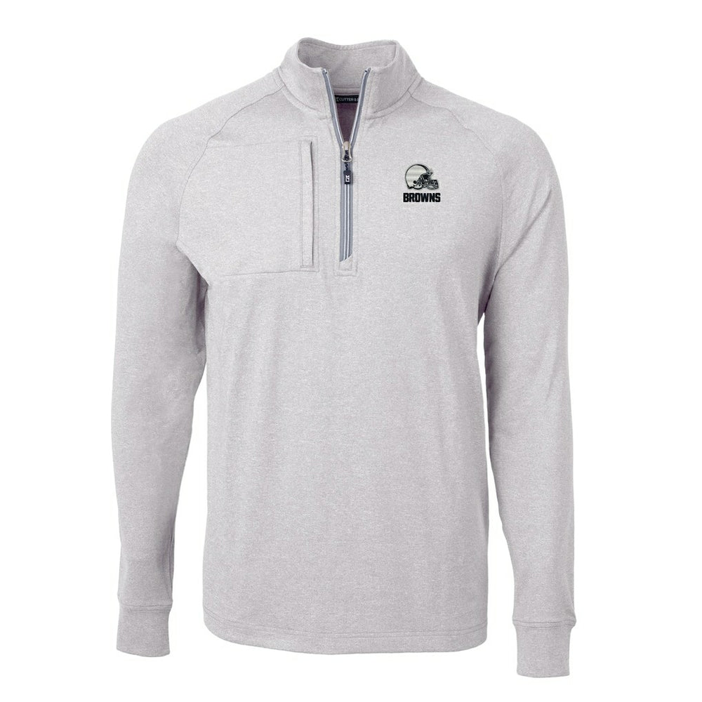 Cleveland Browns Cutter & Buck Big & Tall Adapt Eco Knit Quarter-Zip Top - Heather Gray - NFL