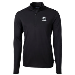Cleveland Browns Cutter & Buck Big & Tall Virtue Eco Pique Recycled Quarter-Zip Pullover Top - Black - NFL