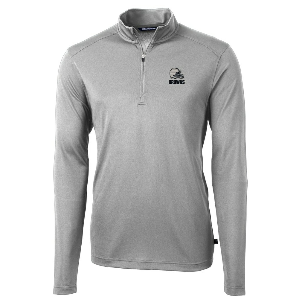 Cleveland Browns Cutter & Buck Big & Tall Virtue Eco Pique Recycled Quarter-Zip Pullover Top - Gray - NFL