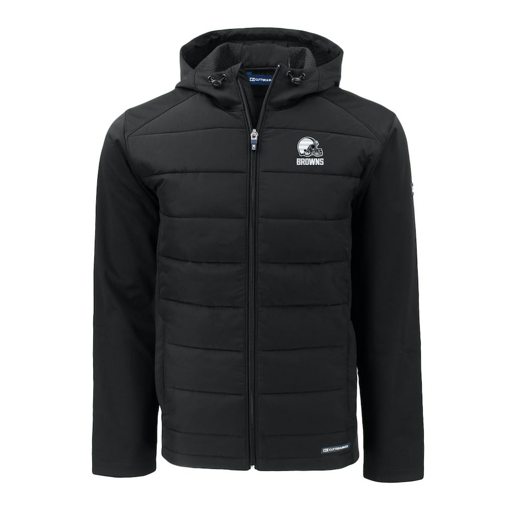 Cleveland Browns Cutter & Buck Big & Tall Evoke Hybrid Eco Softshell Recycled Full-Zip Hooded Jacket - Black - NFL