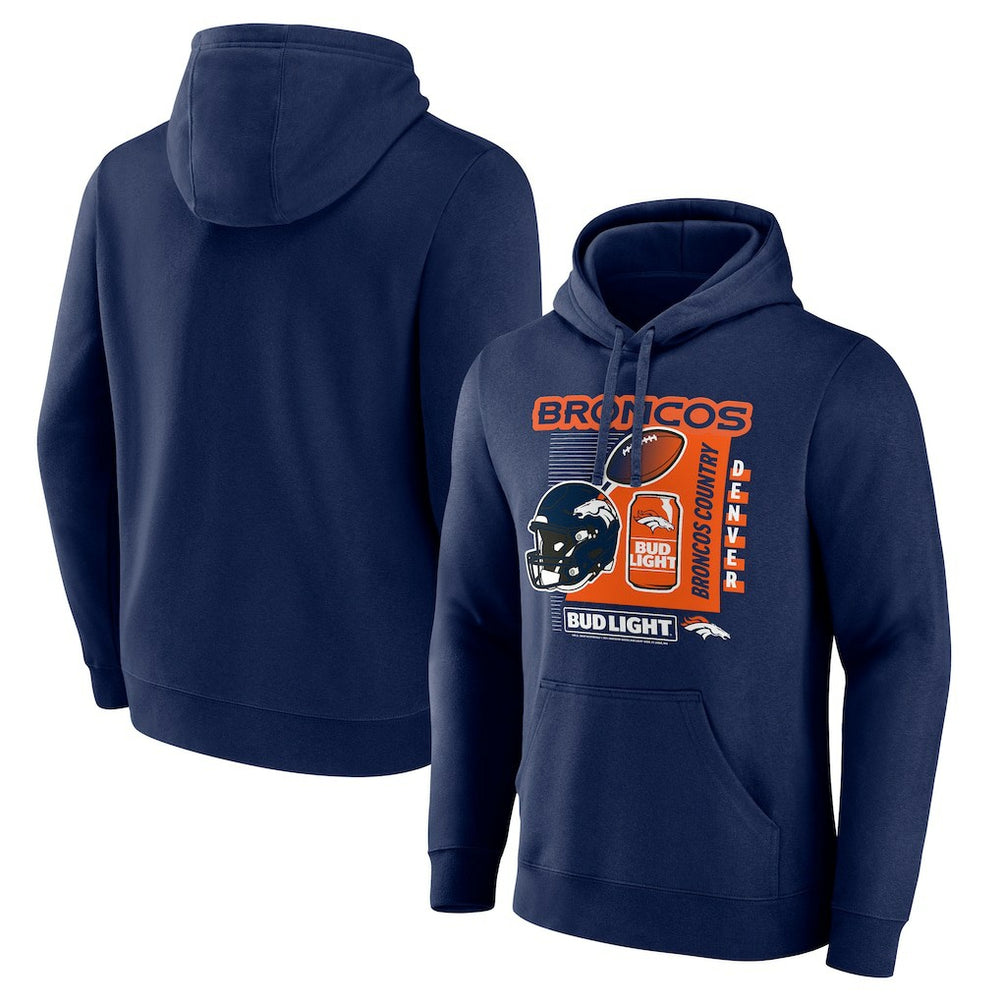 Denver Broncos Bud Light Pullover Hoodie - Navy - NFL
