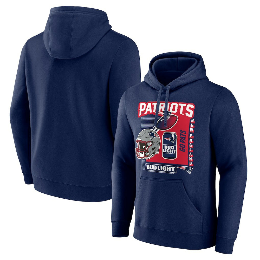 New England Patriots Bud Light Pullover Hoodie - Navy - NFL