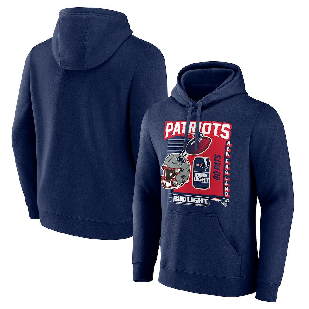 New England Patriots Bud Light Pullover Hoodie - Navy - NFL