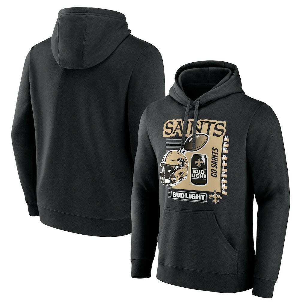 New Orleans Saints Bud Light Pullover Hoodie - Black - NFL