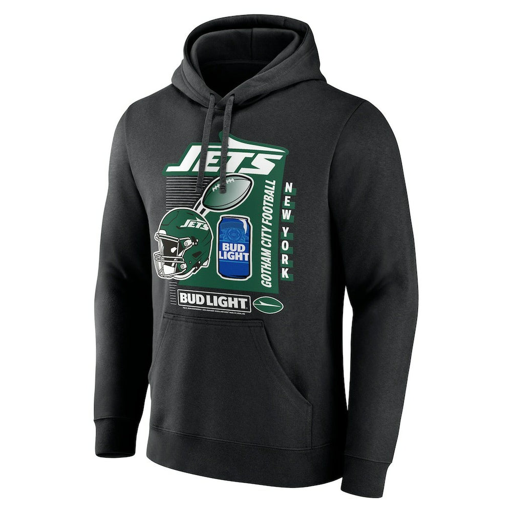 New York Jets Bud Light Pullover Hoodie - Black - NFL