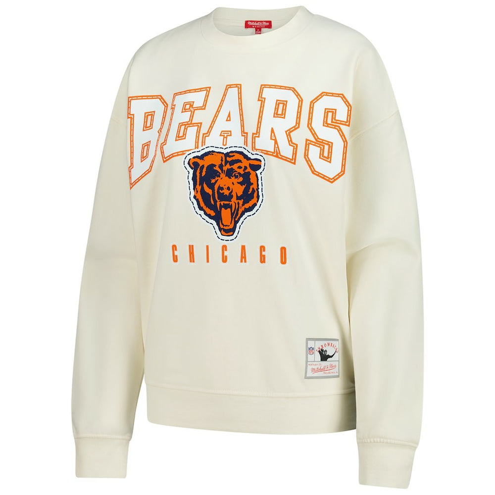 Chicago Bears Women's Fandom Fleece Pullover Sweatshirt - Cream - Mitchell & Ness