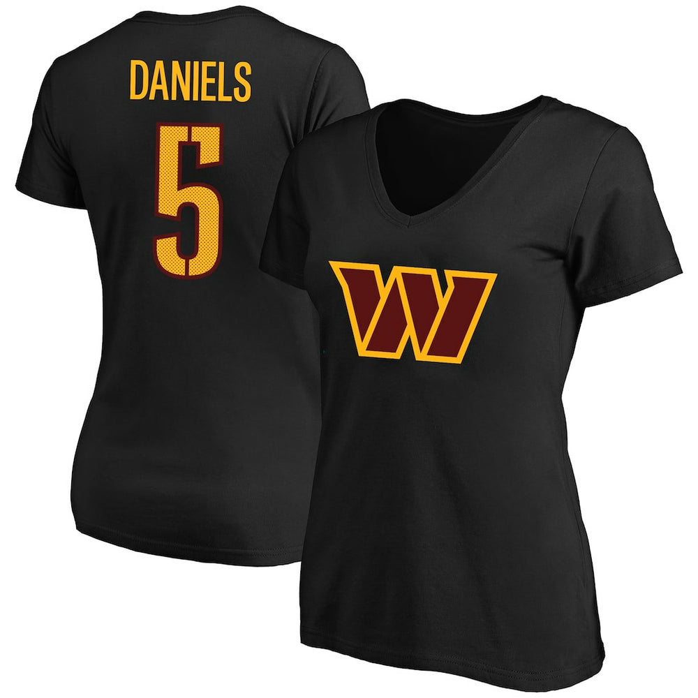 Jayden Daniels Washington Commanders Women's Plus Size Fair Catch Name & Number Scoop Neck T-Shirt - Black - NFL