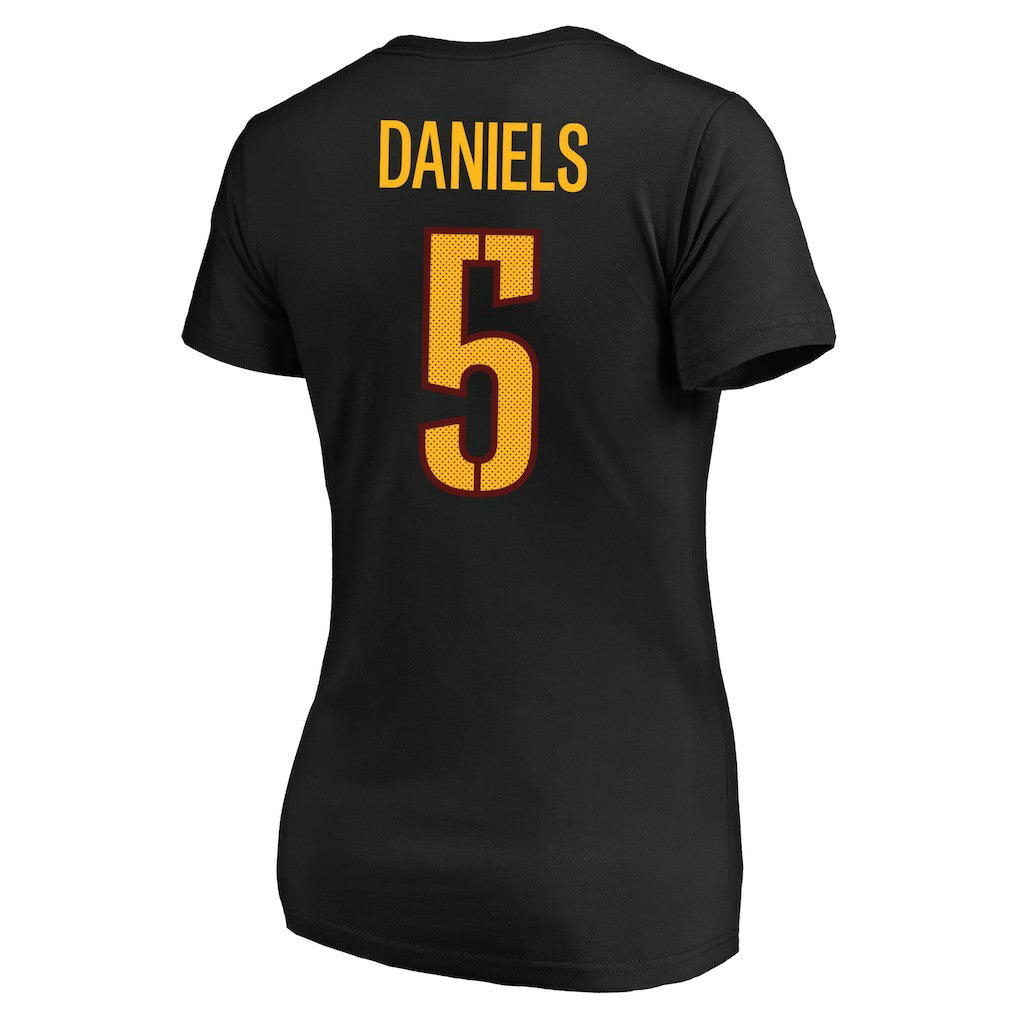 Jayden Daniels Washington Commanders Women's Plus Size Fair Catch Name & Number Scoop Neck T-Shirt - Black - NFL
