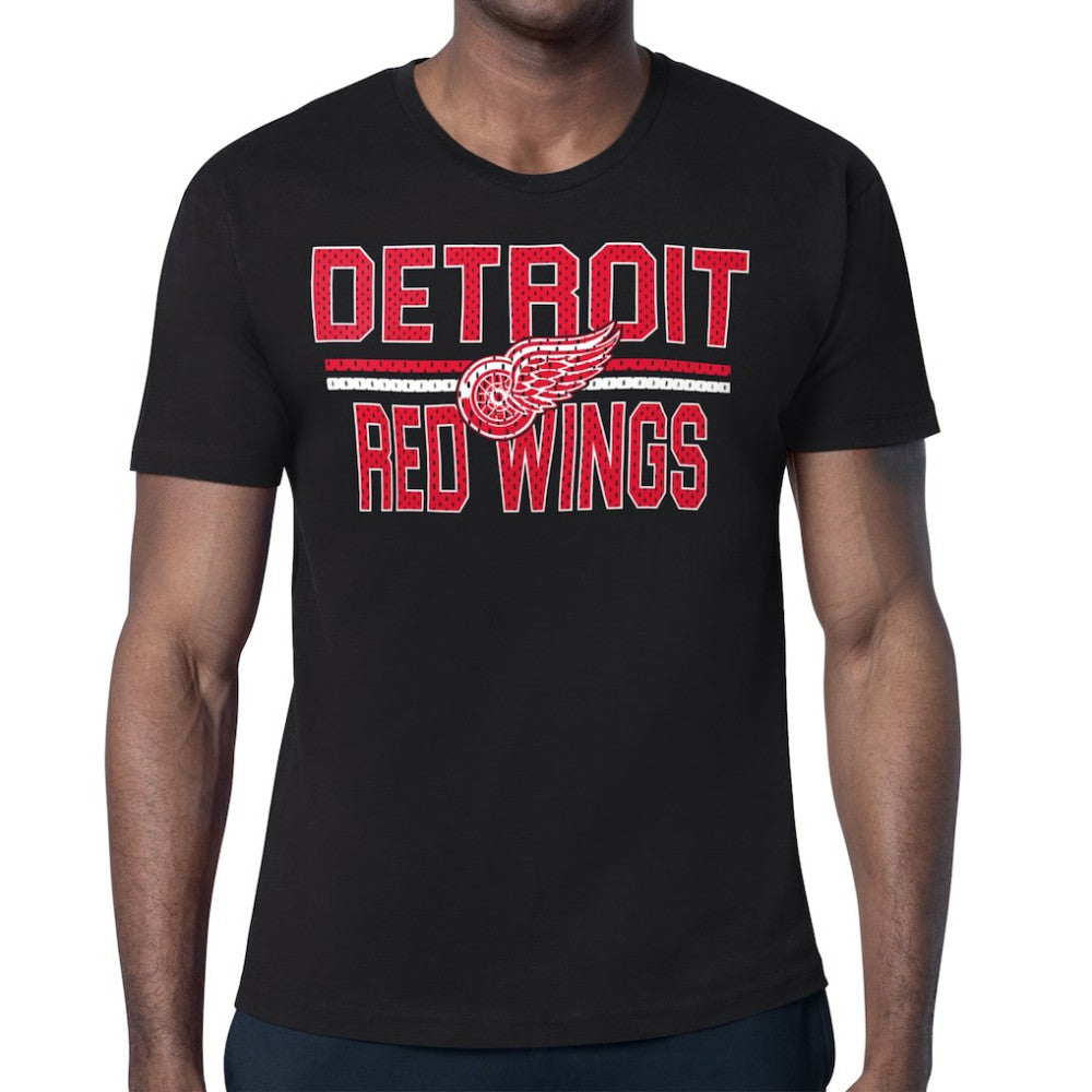 Detroit Red Wings Starter Mesh Look Team Name T-Shirt - Black | NHL Lifestyle