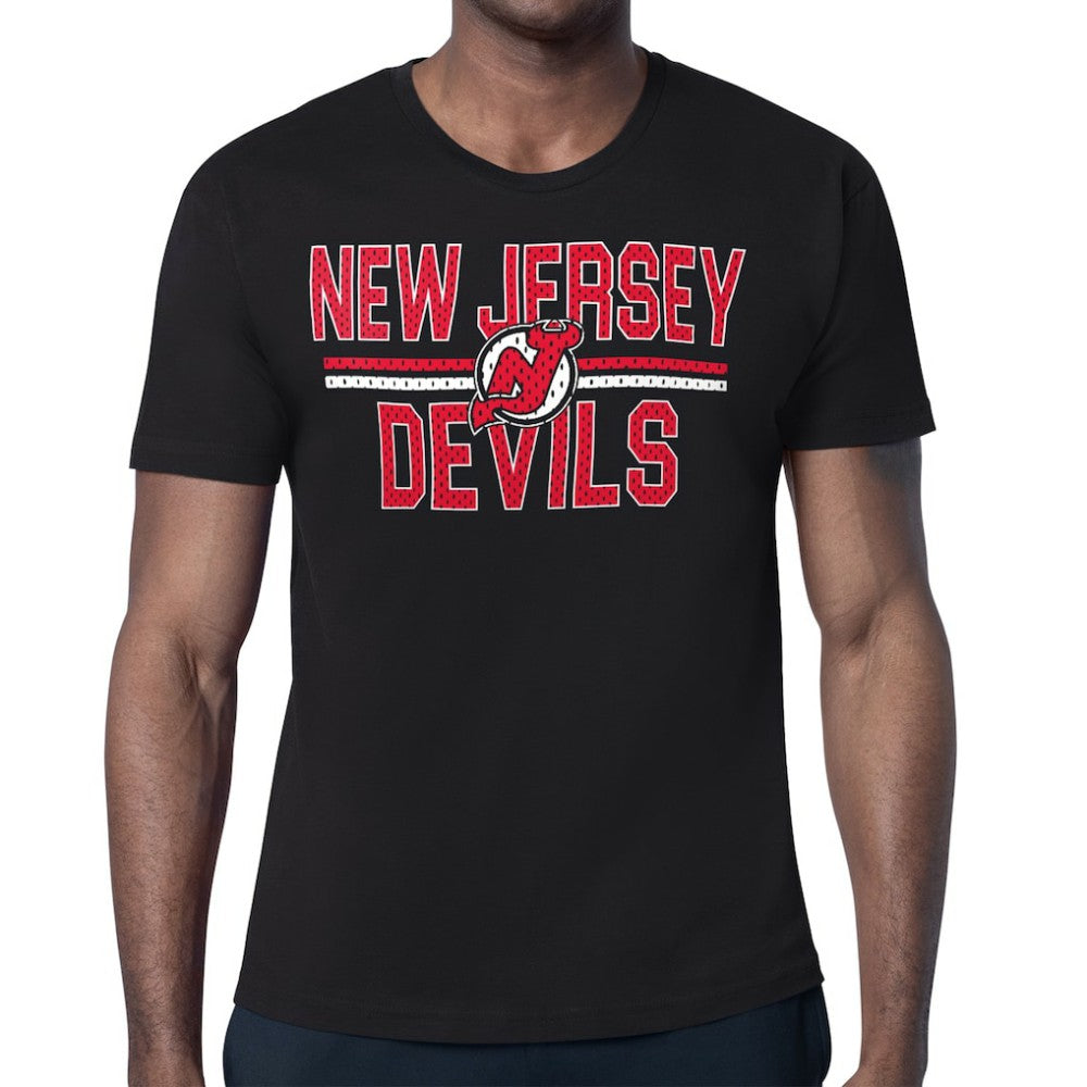 New Jersey Devils Starter Mesh Look Team Name T-Shirt - Black | NHL Clearance