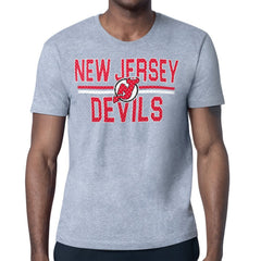 New Jersey Devils Starter Mesh Look Team Name T-Shirt - Heather Gray | NHL Clearance