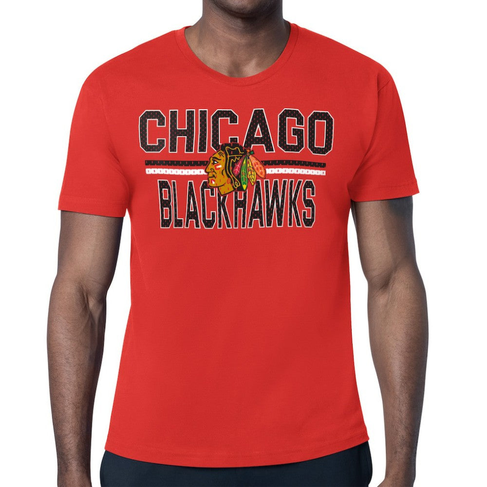 Chicago Blackhawks Starter Mesh Look Team Name T-Shirt - Red | NHL Lifestyle