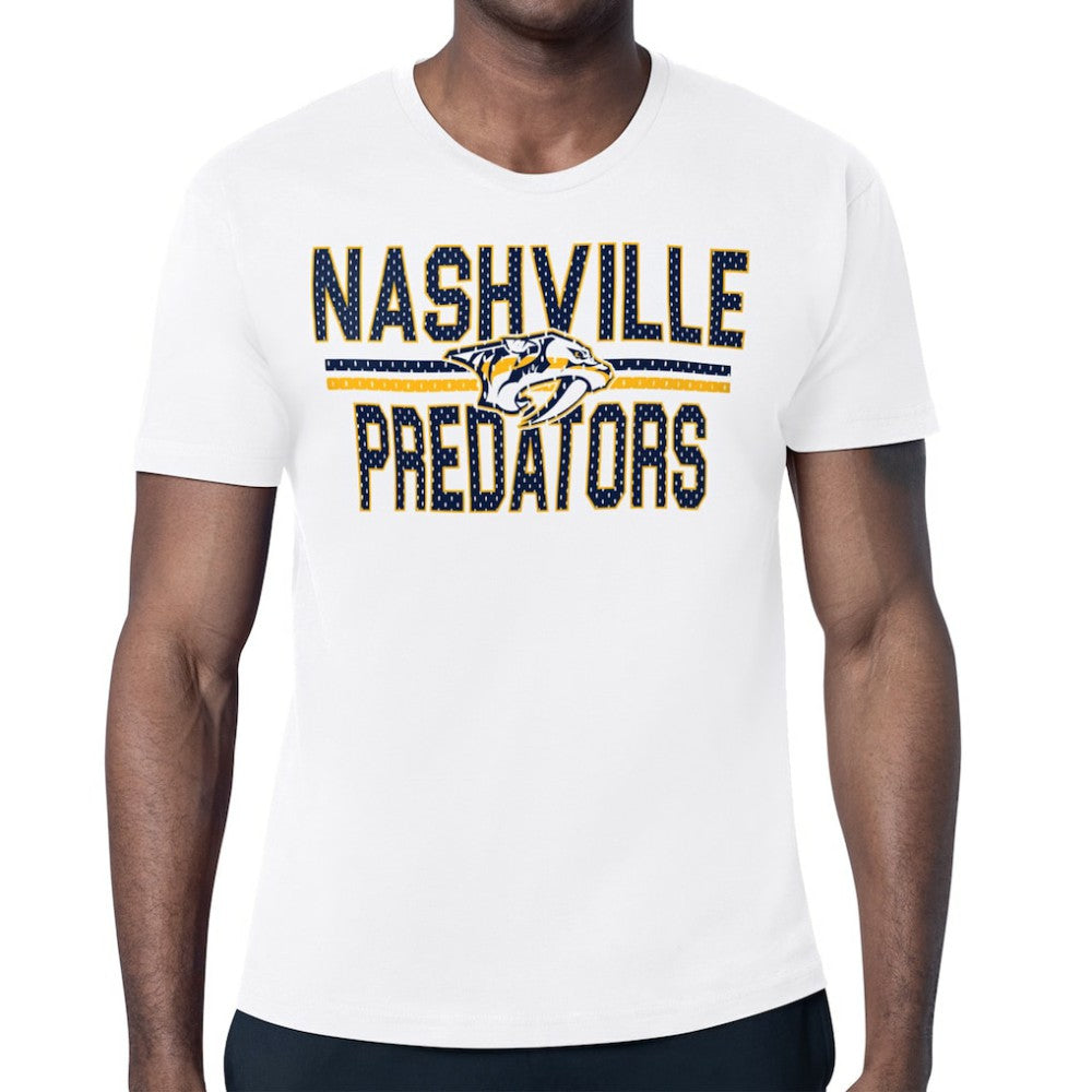 Nashville Predators Starter Mesh Look Team Name T-Shirt - White | NHL Lifestyle