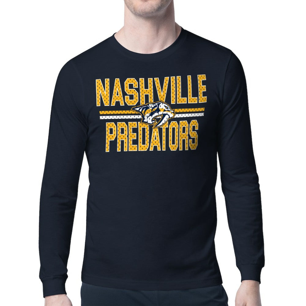 Nashville Predators Starter Mesh Look Team Name Long Sleeve T-Shirt - Navy | NHL sale