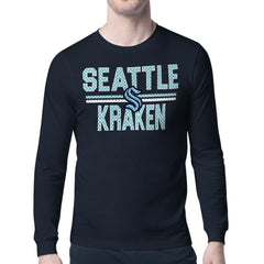 Seattle Kraken Starter Mesh Look Team Name Long Sleeve T-Shirt - Deep Sea Blue | NHL Clearance