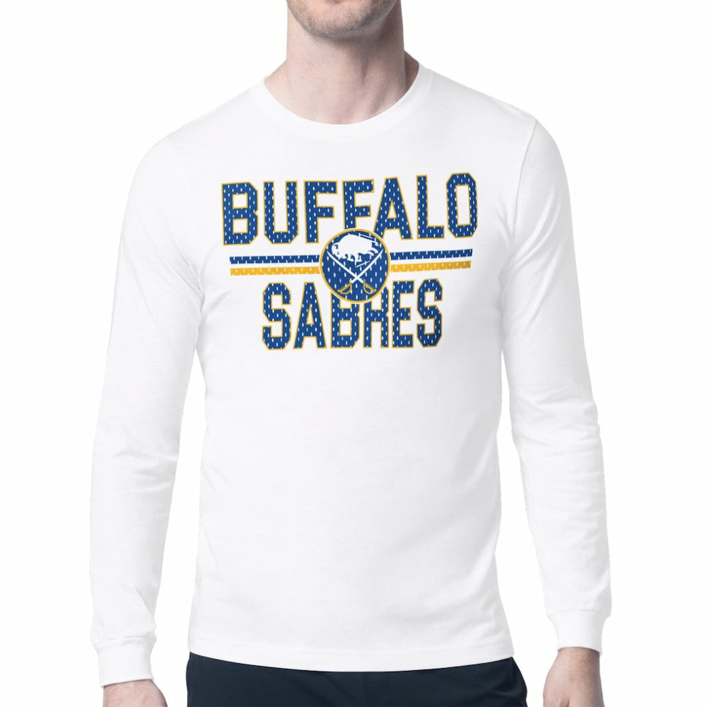 Buffalo Sabres Starter Mesh Look Team Name Long Sleeve T-Shirt - White | NHL Clearance
